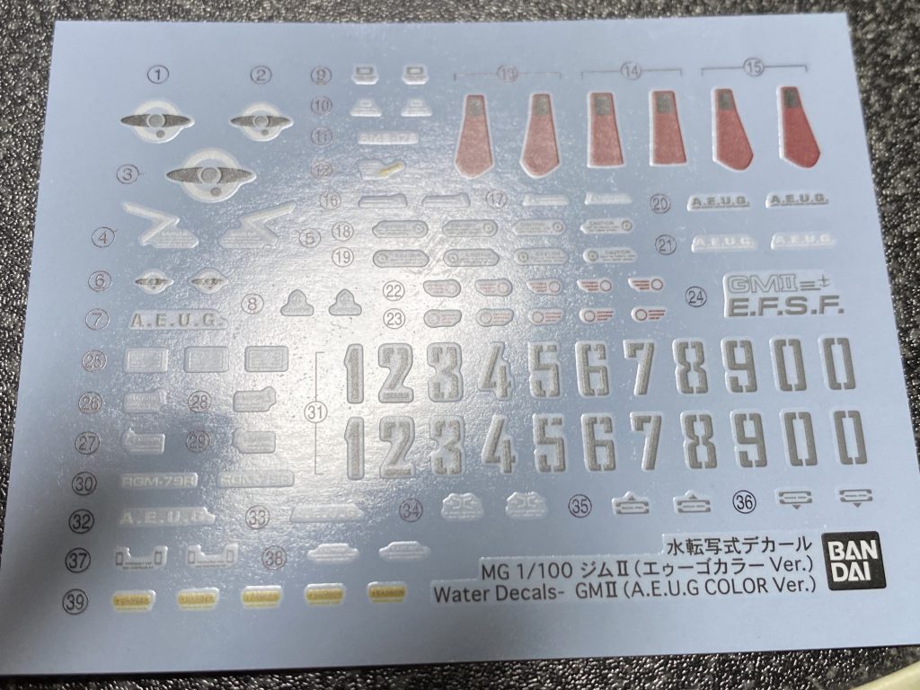 ギリギリで間に合いましたMGのエゥーゴカラーのデカールです。