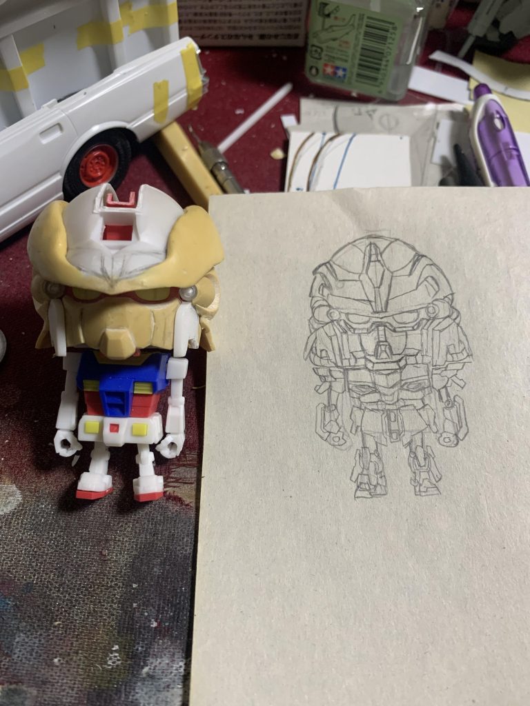 今回は完成イメージ図を描いてから制作しました。あくまでイメージ図なので最終的には絵とは違ったバランスで仕上がってます(笑)