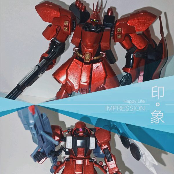 クリアレッド塗装のザクとサザビー