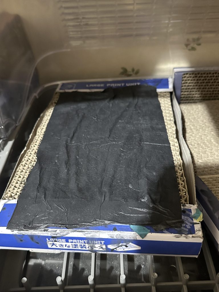 水彩絵の具に浸したティッシュを使ってます