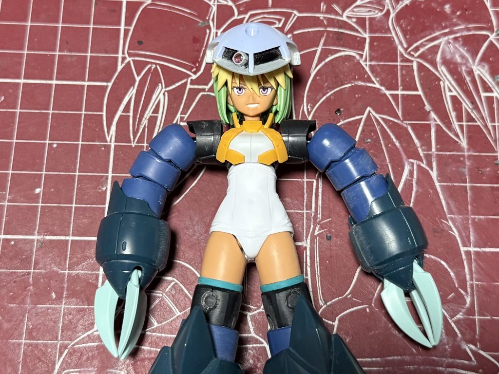 腕の接続はこんな感じに、不足部分は後でもりもりしてますジオン水泳部なので水着着てもらいました(セクシー)