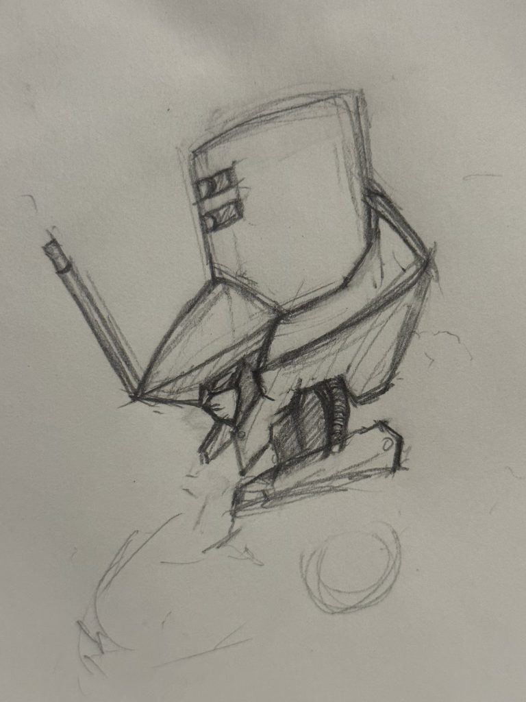 4.制作工程全てはここから始まりました。特徴的な頭部を描きたくなって作ったものが案外良かったのでセルフプラモ化することに。