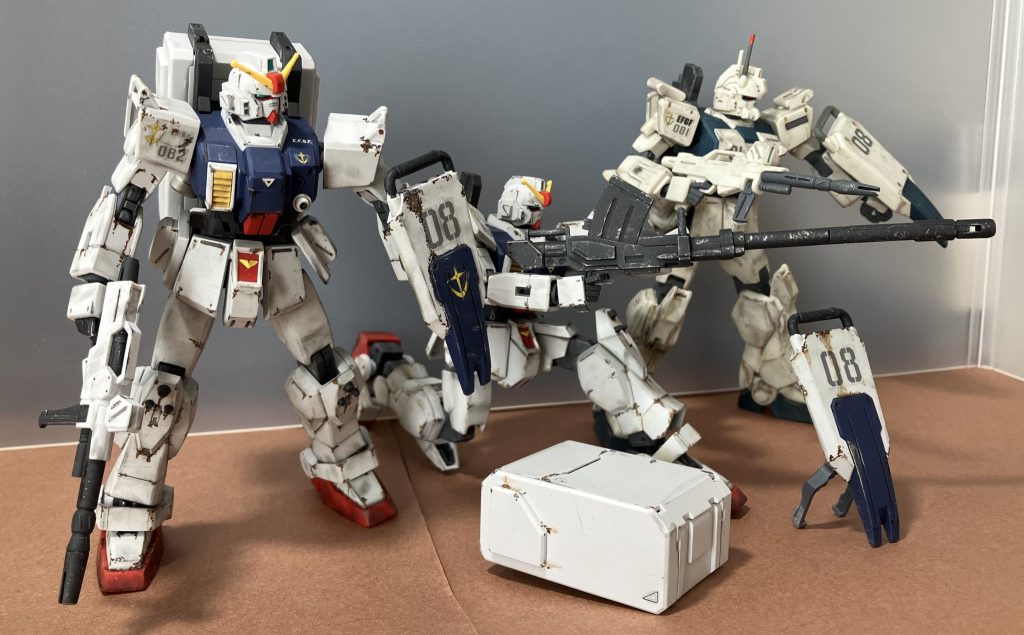 並べてみたかった08小隊！（手前から二番機、三番機、EZ-８）自己満足です(gundam-kao3)