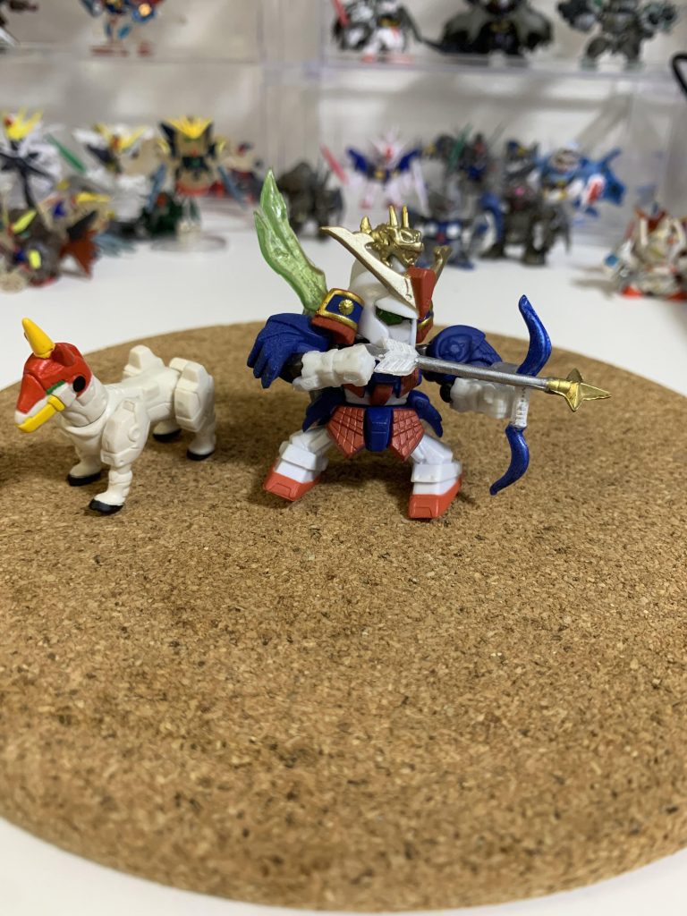 精太　正面弓はNEXTの騎士ガンダムのモノをレジンで複製して作りました薙刀はコンバージ武者のモノをレジンで複製クリアパーツな武器が作りたかった