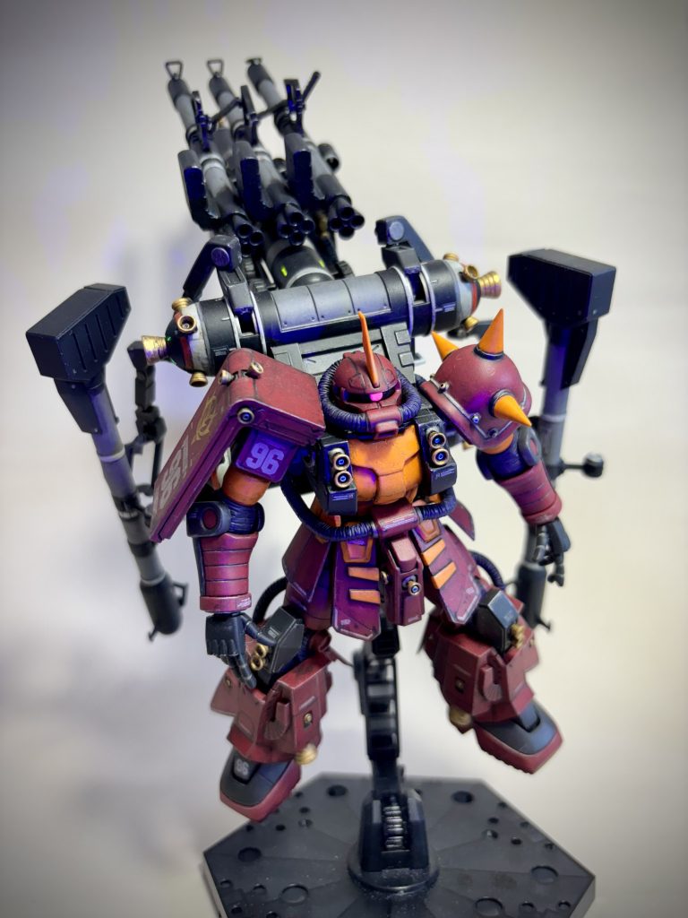 すべての装備をしょい込んでみました。スタンドの3mm軸が折れたのでボールジョイントツールをつけてみました。微妙な角度もボールジョイントなら楽ですね。