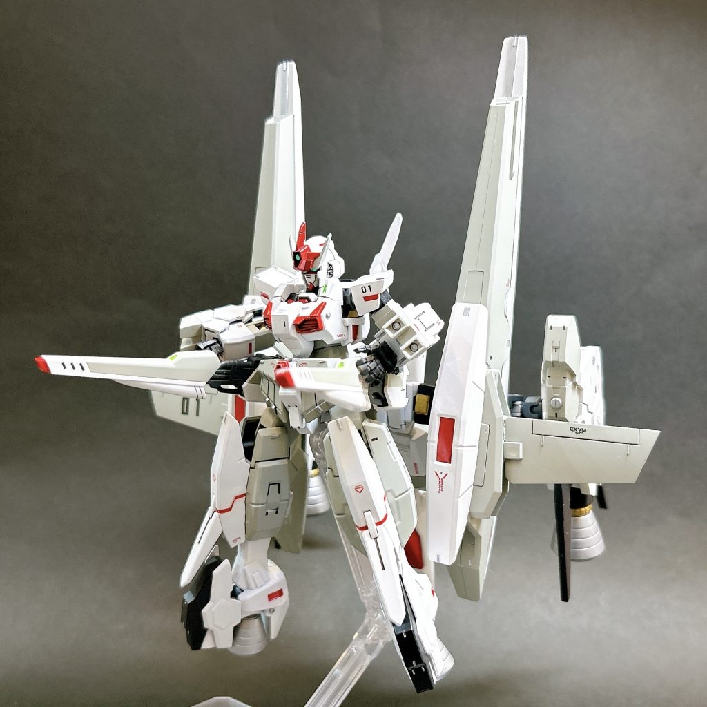 機動戦闘機型武装「イカロス」こちらは機動向上のための武装で、ガンダムハルートのバックパックをメインに各種ディテールアップと30MMによるブースターの追加をしています。機動力を上げすぎた結果、操作を誤るとパイロットに危険を及ぼす可能性があることから、この名前にしました。