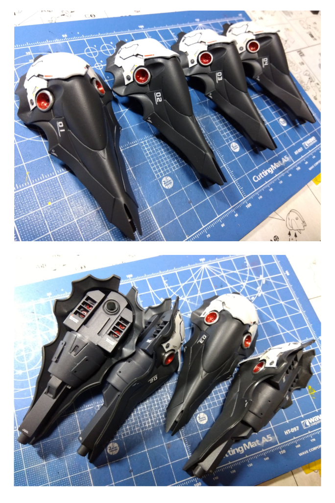 バインダー表面上部をプラ材で増強。砲門はくり抜きバーニアに変更裏面にはビームカノンをスクラッチにて作成