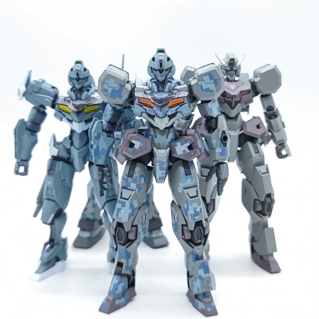 頭部、胸部、右腕はルブリス量産試作モデル。肩アーマー、両手、腰、両脚はガンヴォルヴァ。右足首のガード根本がネジ切れたため、そもそも存在しないように削ってごまかしましたが…案外悪くない。