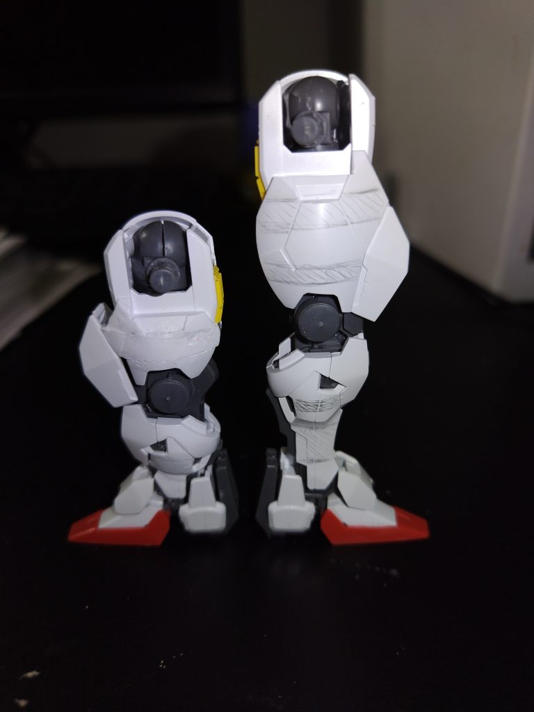 脚部の短縮加工鉛筆の黒塗り部分は除去