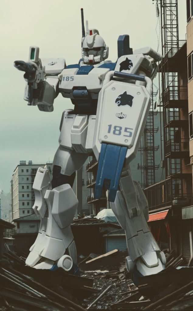 先日投稿したEz8の全体像です。損傷した陸戦型ガンダムから改造されたのは本編のシロー・アマダ機と同じですが、エリカ・ローレンスという女性海兵隊員が率いる海兵隊第18実験隊第5小隊というエース部隊の機体です。同隊にはEz8改修機が3機配備されていて、画像の機体はその隊長機という扱いです。