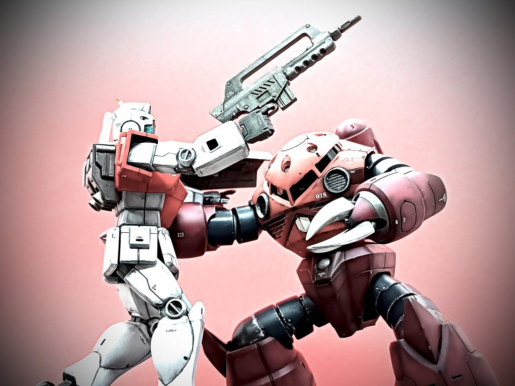 「あっッ！速いっ!!」←ウッディ大尉前回投稿のジムに再登場いただき、あの有名シーンの再現です。ただ並べただけですけど…😅ご覧いただきありがとうございました🙇