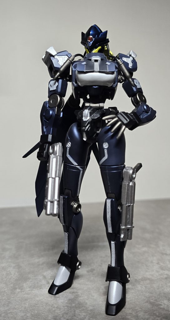 ポージングはデジモンカードのイラストを参考に付けてみました胸と足には結束バンドを切り貼りしてジッパーに見えるようにしました