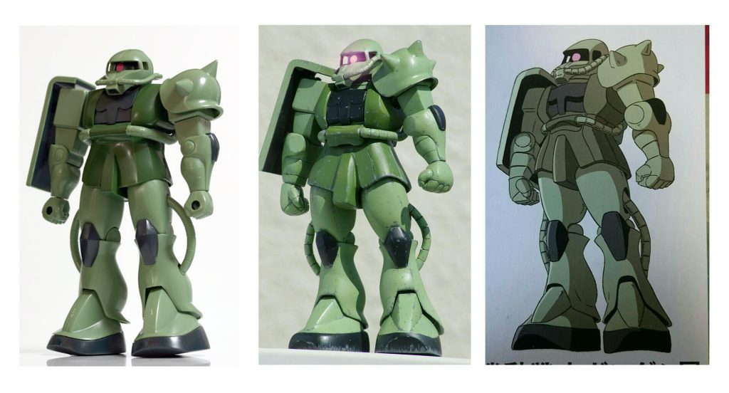 元キット、本作、設定画との比較。