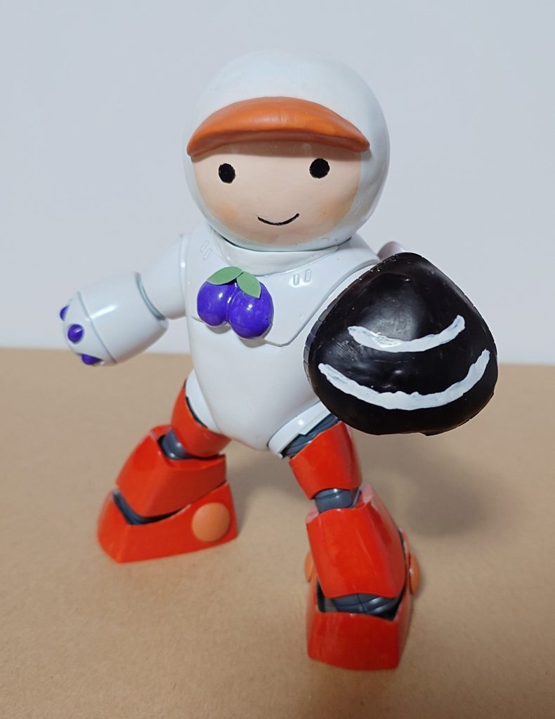 ホッキ貝シールドひっつき虫で頭にくっつけてるので、手にもつけられます。ちなみにアッガイの頭（内側）です