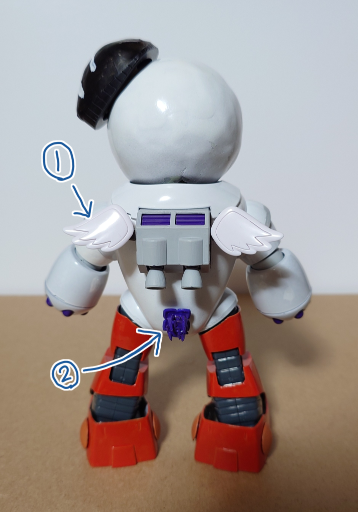 ①ハクチョウイング空は飛べないけど、翼ならあげよう。まあブースターあるんで飛べるんですけど②ハナショウブジェネレーターとまこまい愛と勇気を生み出す装置。これがあれば足元がダートでも走れるぜ