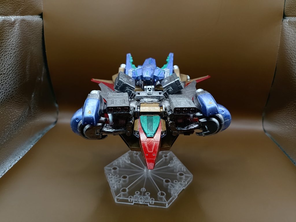 ◯通常形態 正面戦闘機のためこの形態がデフォルトになります。今回は最速をテーマに作成しましたが、スマートにするのは何か違うと思い、ブースター増し増しにしました。