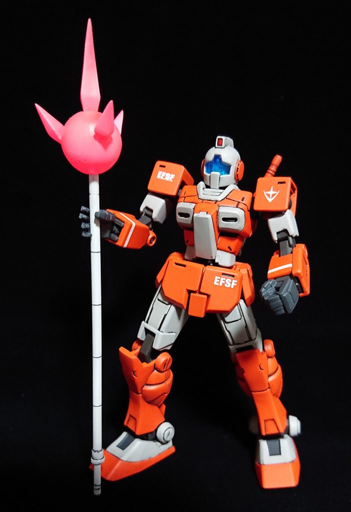 最近はジム・ライトアーマーと言えばのビーム・ジャベリンを持たせてみました。ジャベリンのビーム部分は福岡ガンベ限定のガンダム付属のジャベリンからの複製、柄の部分はプラ棒で作っています。