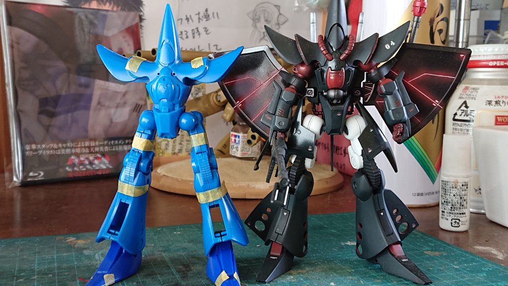 HGUCハンブラビ（フォロワーさんからの支援機体）と見比べつつ、スタイル調整。
