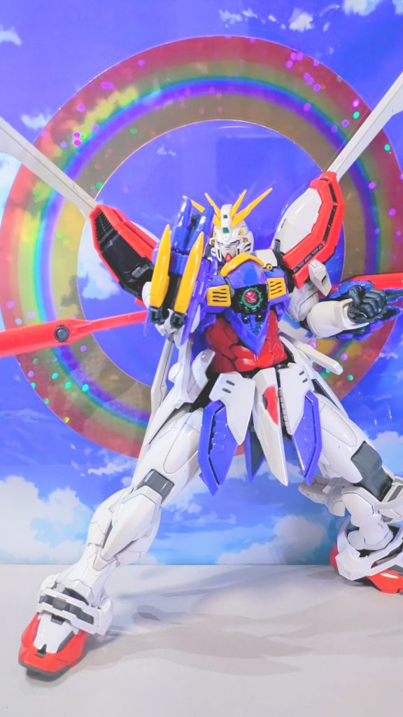 ｢俺のこの手が真っ赤に燃えるぅ！｣必殺技の前口上中の１コマです✨背中の後光を留める所、赤く塗装すればよかったかなと少し後悔🤔