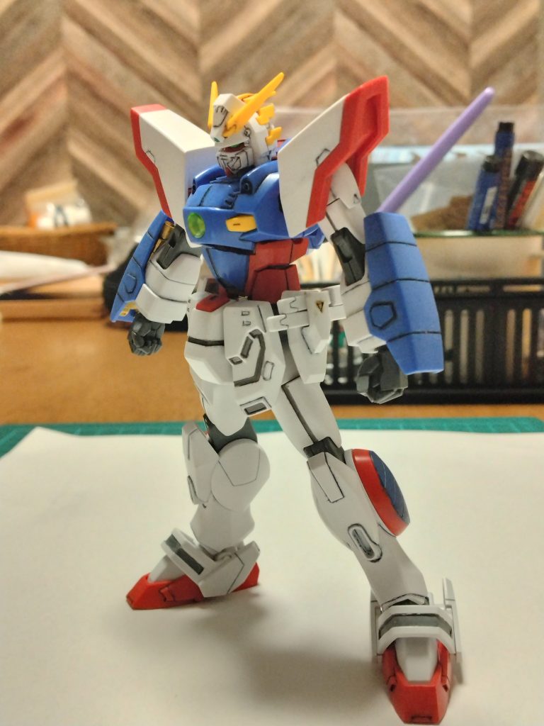 RGシャイニングガンダム発売おめでとうございます!嬉しいですが自分は手に入れられそうにありません・・・。でもそれをバネにして作りました。発売前に完成してよかったです。