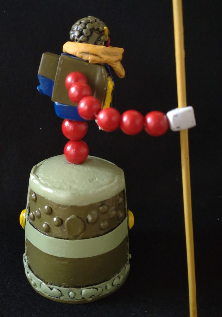 手首パーツはビルドナックル丸を使用。頭部の螺髪( らほつ)も百均ビーズ。