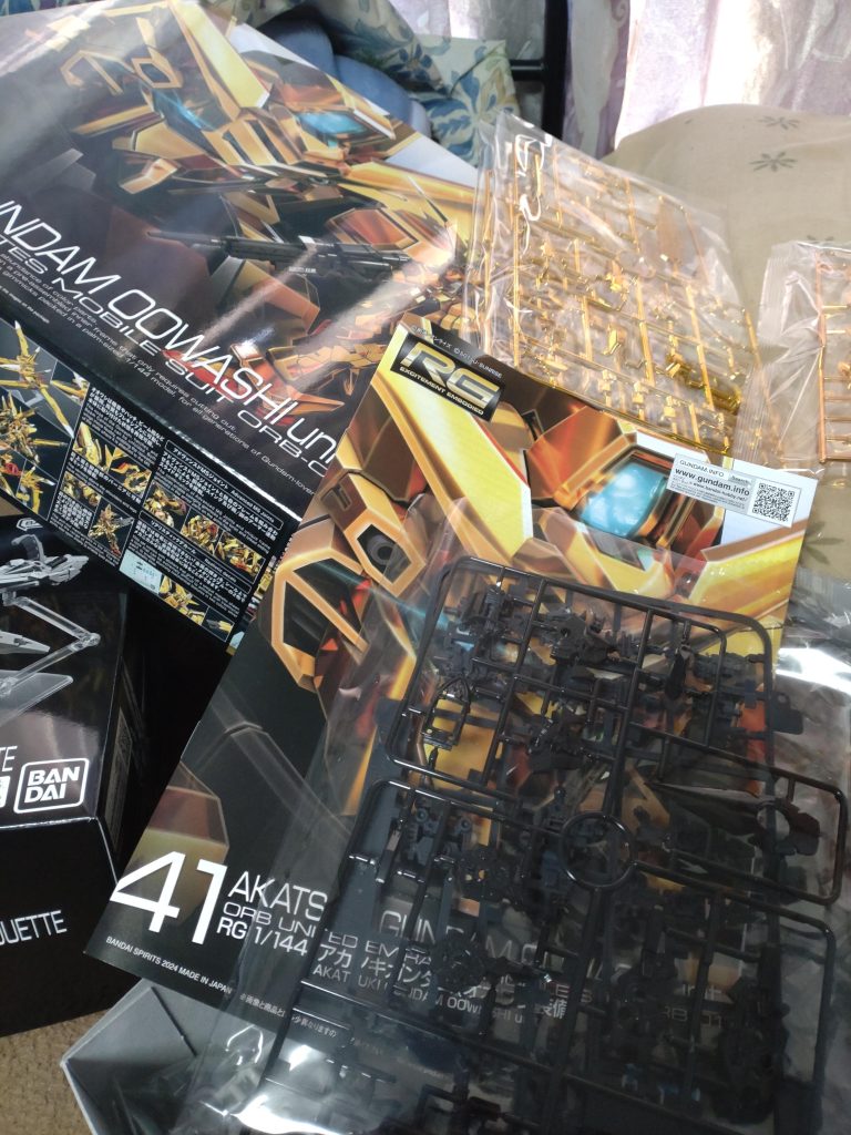 - ̗̀ 💡  ̖́-RGアカツキのパーツストライクガンダムの流用やんけ!確か肩パーツは新作だったはず‼️取説確認‼️よしアカツキでは使用しない。使える✌️パーツ代700円+送料浮いた(笑)って事で無事完成しました。