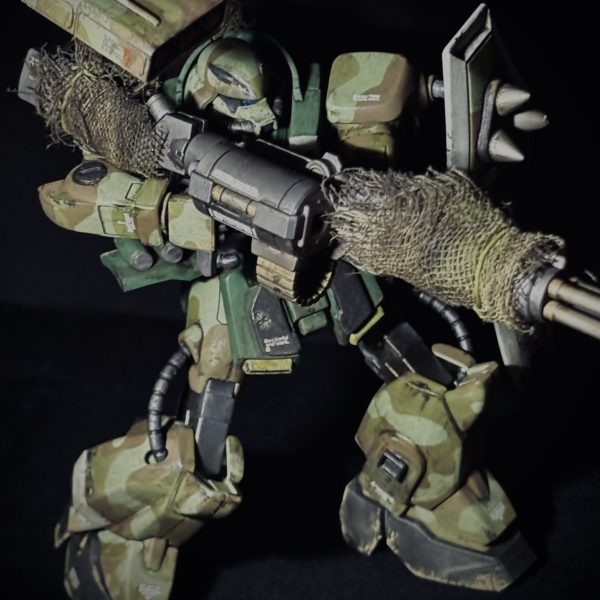 HGザクウォーリア　迷彩塗装　ウェザリング　