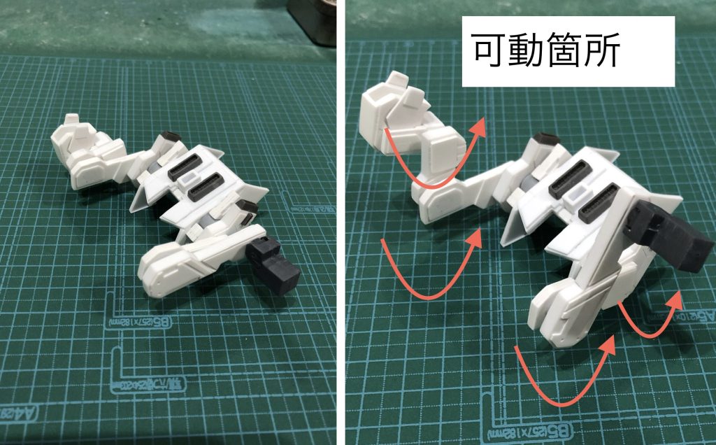 改造中の写真を何枚か。バックパック。ビームキャノン、ミサイルランチャーがフレキシブルに可動出来るように可動軸を盛り込みました。