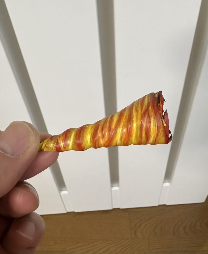 炎エフェクトが炎に全くみえず💦この後モデリングペーストで表面に凹凸をつけてハイライトを追加して、何とか…という仕上がりになりました。最後までご覧いただきありがとうございました😊