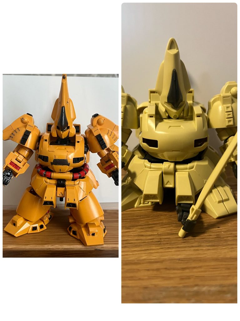 このキット、口元がなぜか凹んでるので頭頂部延長にともないパテうめ