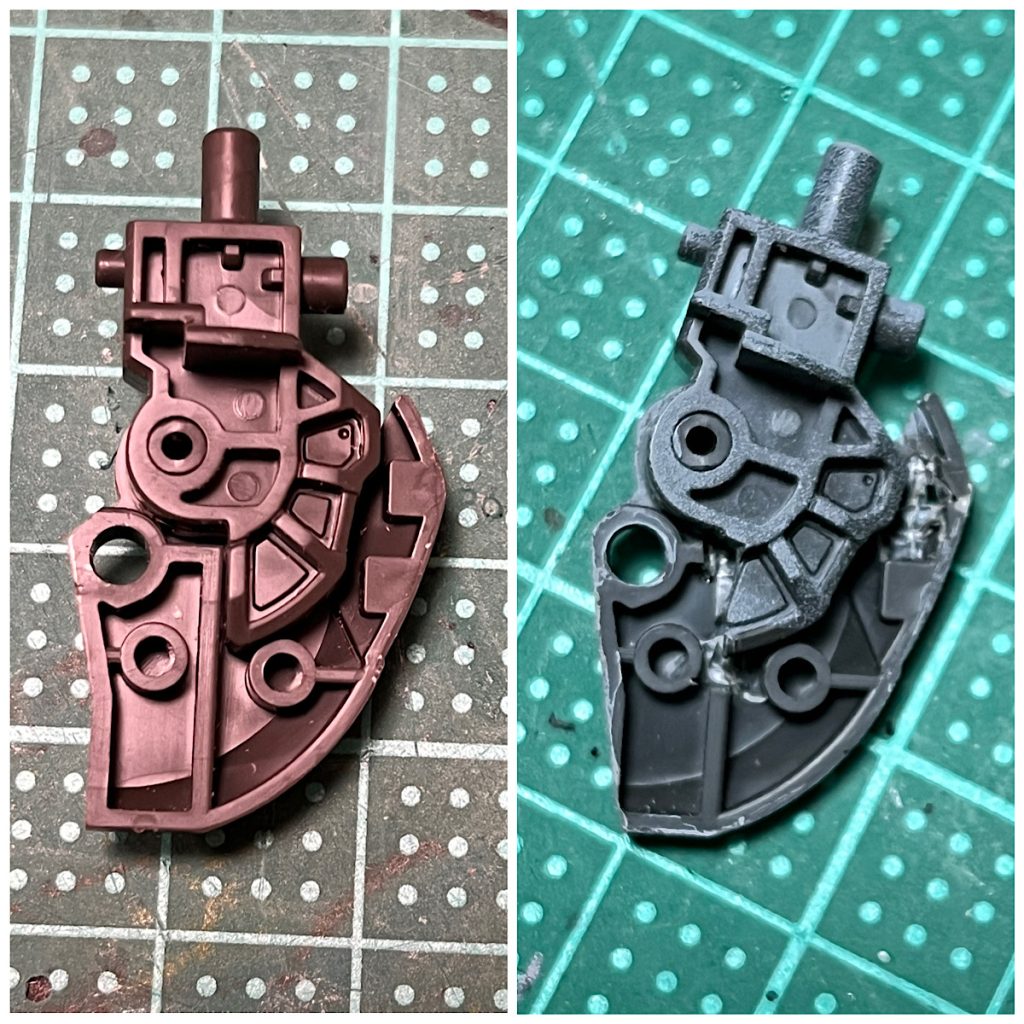 S字立ちがキレイに決まるように膝関節を加工してます