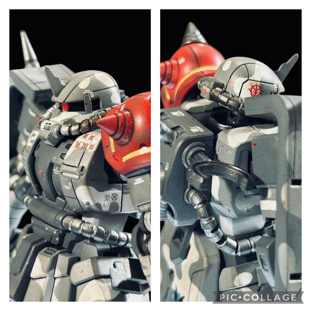 スジボリ、ディテールアップパーツ、コトブキヤさんのなんか武器セットのヤツを使いました。