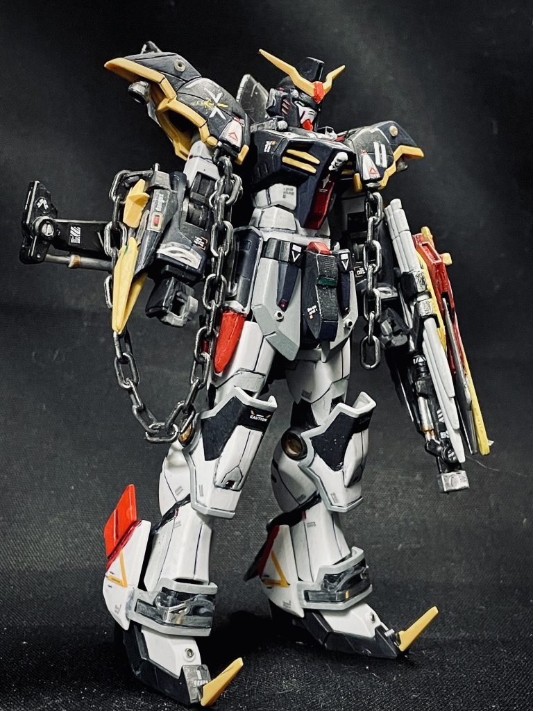 デスサイズ改修概要①胸部: 脅しの💀を追加腹部 : 2ミリ延長肩部 : 前面のダクト部分をチェーン金具に変更腕部 : 後ハメ加工と、右腕にバイコーン用マグネット埋め込み脚部 : プラ板追加、2ミリ延長全面  :  段階的にパージ可能なナイトメアクローク装備