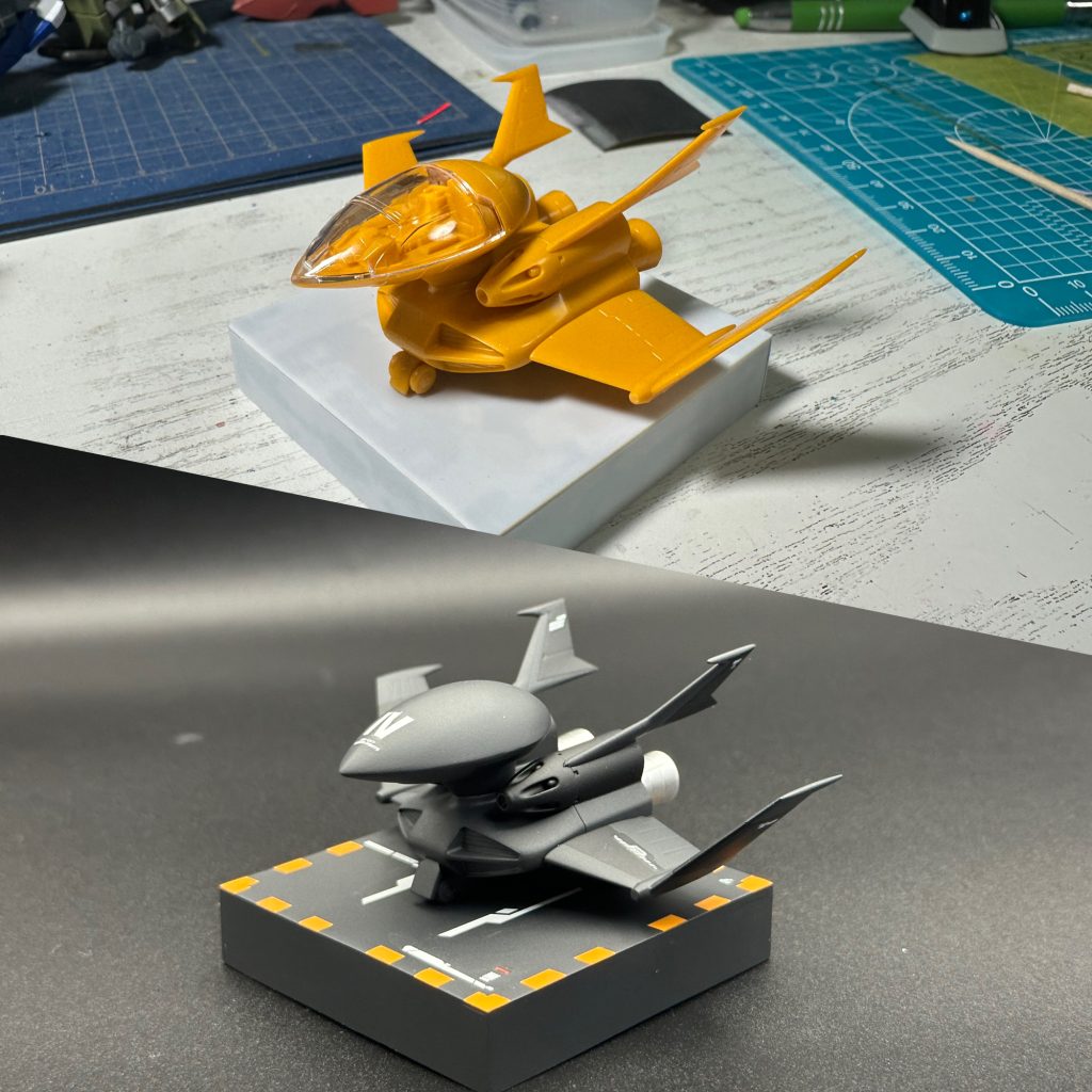 パチ組みと比較。キャノピー以外加工してませんが、印象はかなり違うと思います。