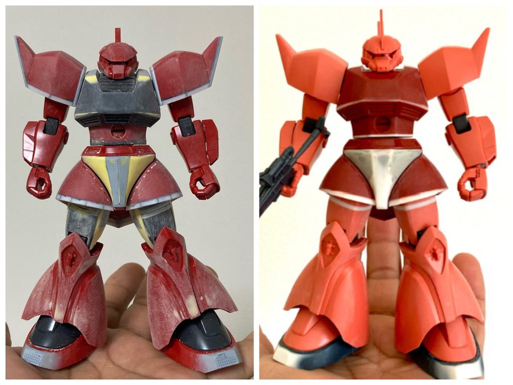 シャアゲルとの比較。シャアゲルのほうがシュっとしてますね😊あとは好みの問題かな。