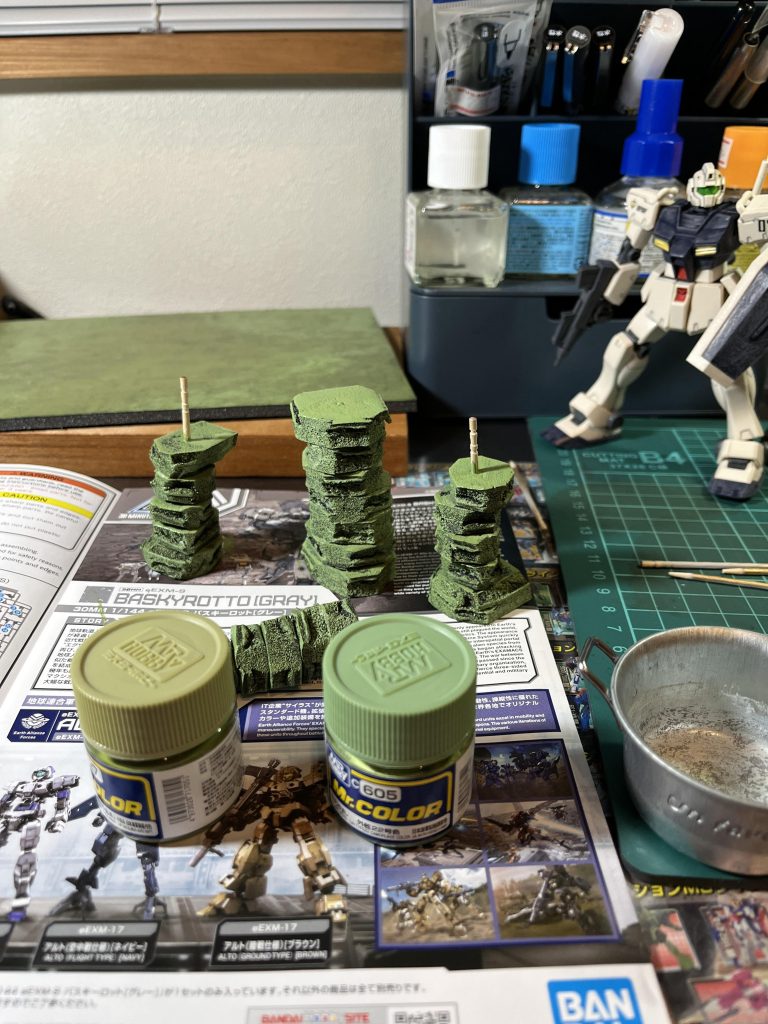 Mr.カラーで岩を筆塗装