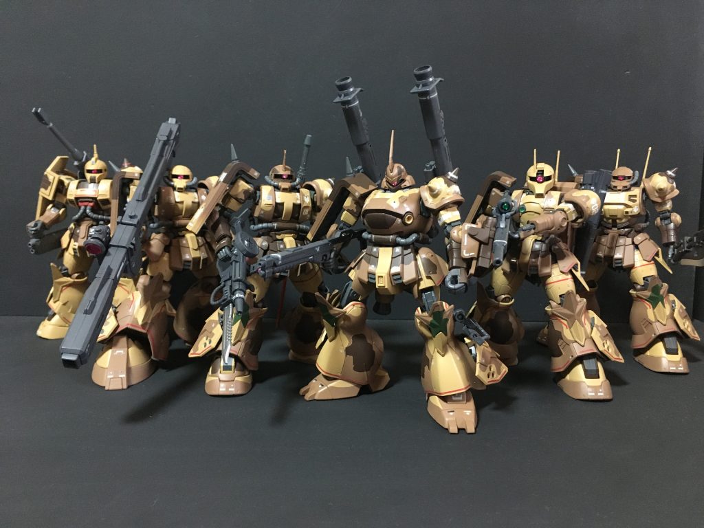 サザンクロス隊6機の集合ショットサンホ機(近接戦闘型)https://gumpla.jp/hg/2214222ウォルド機(スナイパータイプ) https://gumpla.jp/hg/2198060ドアン機(強襲型)https://gumpla.jp/hg/2247960エクバ機(指揮隊長機) https://gumpla.jp/hg/2198042セルマ機(重火力型)https://gumpla.jp/hg/2229999ダナン機(後方支援型)https://gumpla.jp/hg/2240949ご覧いただきありがとうございました。気にいっていただけたら いいね!👍をよろしくお願いします。この半年ほどジオン軍MSシリーズを制作してきましたが自作からはティターンズMSシリーズを制作予定です。ご期待ください。