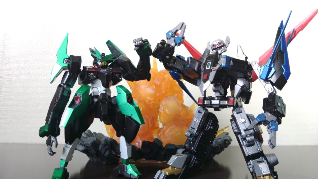 ガンダムルブリスシュバルツと並べて終わり！次回はガンダムルブリスシュバルツとコソドローンの最終機能を紹介したいと思います。