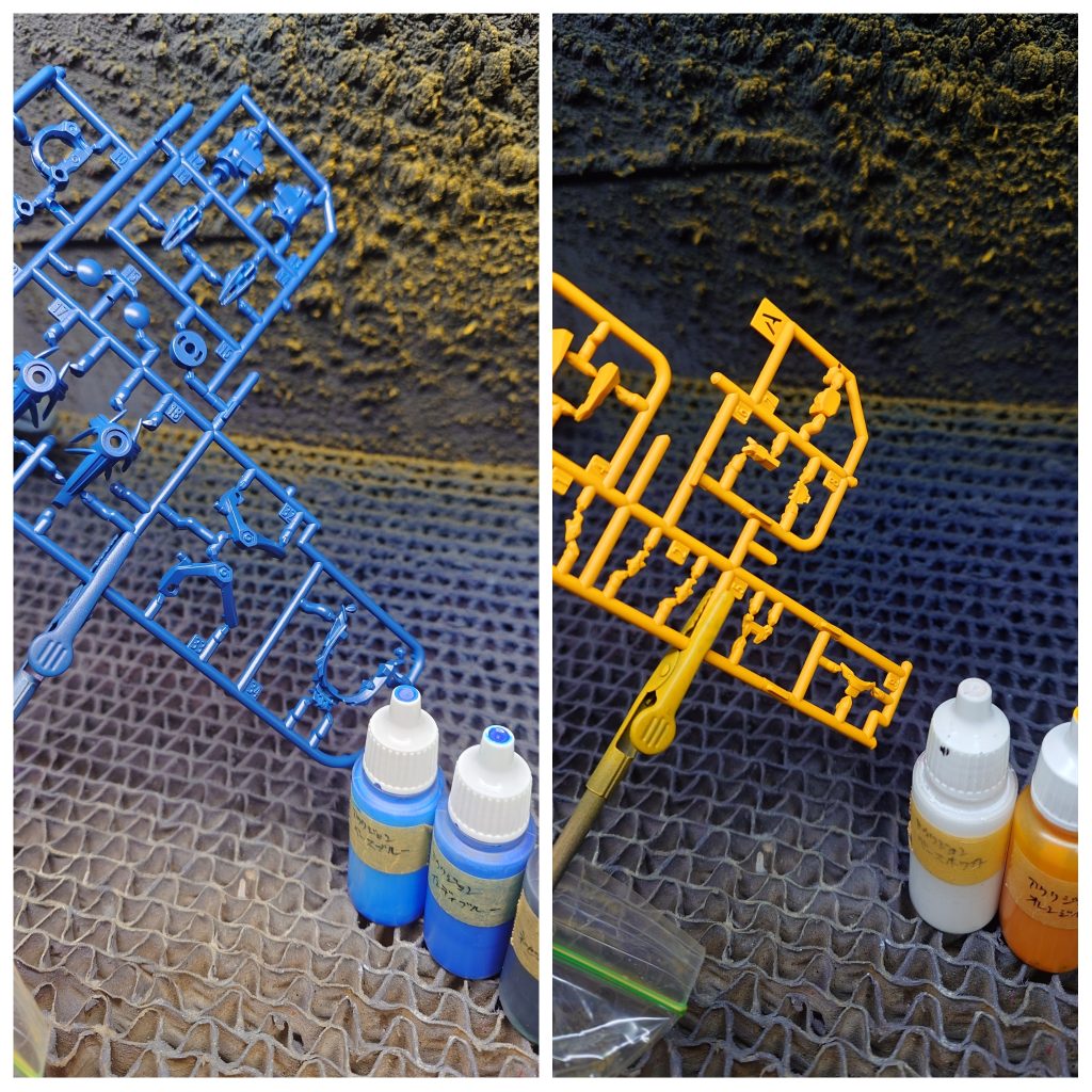 ■ブルー ⇒ ベースブルー2:インディブルー4:ネイビーブルー2■イエロー ⇒ ベースホワイト3:オレンジイエロー7比率はドロップボトルから何滴落とすかで数えています。