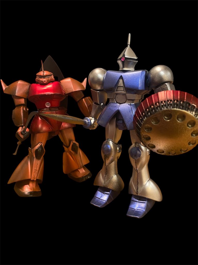 先日作った旧キットゲルググと。