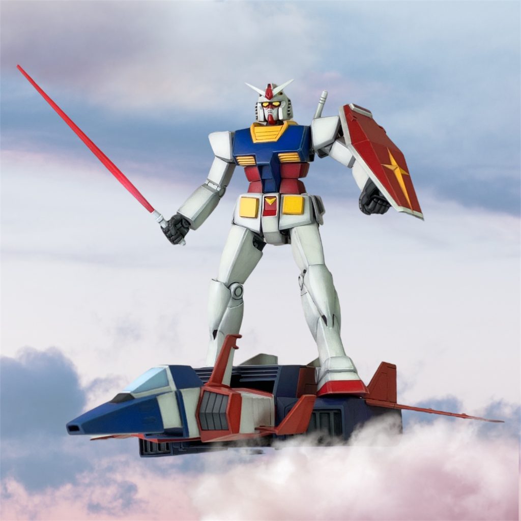 カラーレシピGアーマー白部分・ニュートラルグレー（下地）　→MSホワイト＋グレー少量Gアーマー青部分・マボガニー（下地）　→ティターンズブルー2＋ホワイト少量Gアーマー赤部分・レッド+ブラック少量（下地）　→サザビーレッド＋ホワイト少量Gアーマーグレー部分・ブラック（下地）　→ニュートラルグレー 