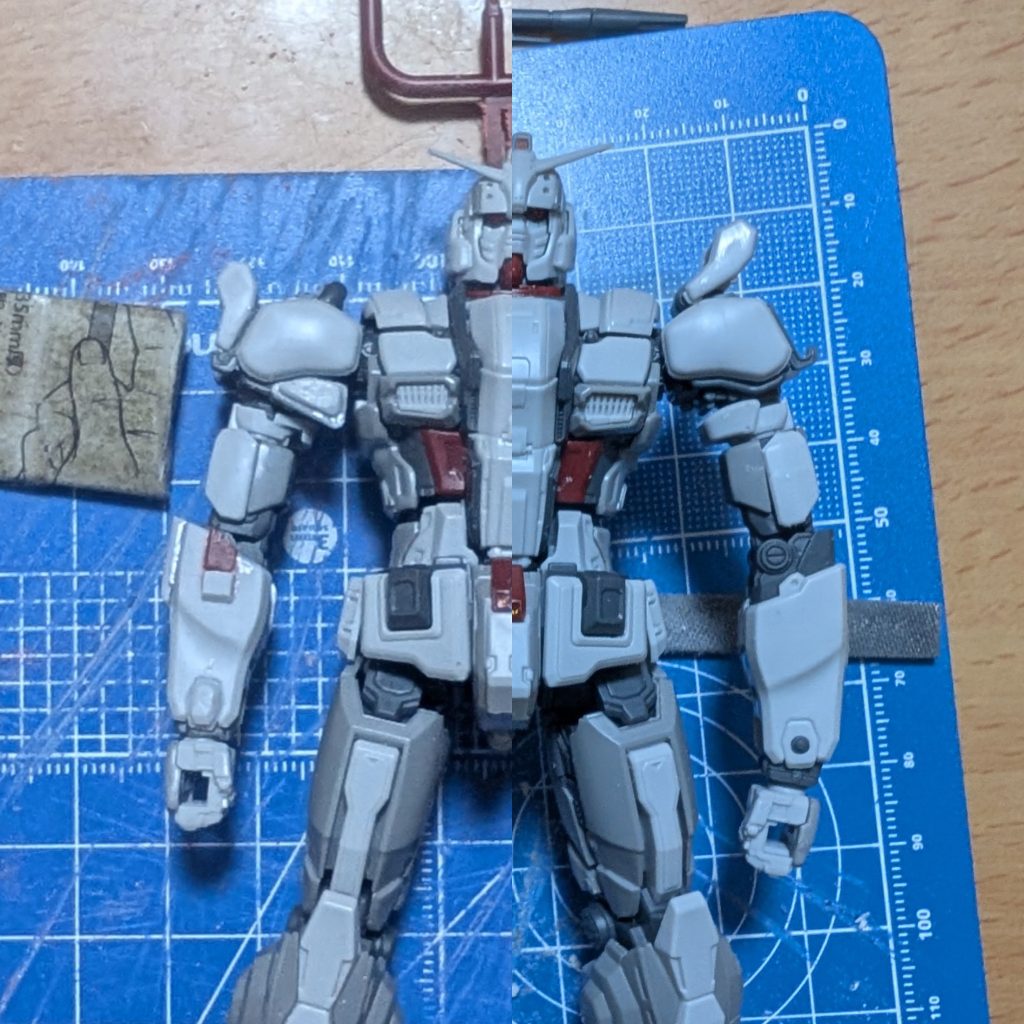 腕の加工前と後の比較です