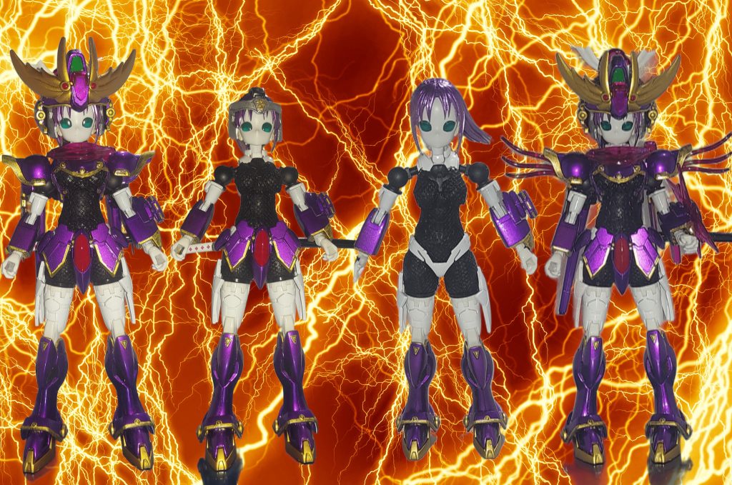 四形態比較超軽装モードはほぼ30MSですが手足にガンプラパーツがあるので許してください m(__)m