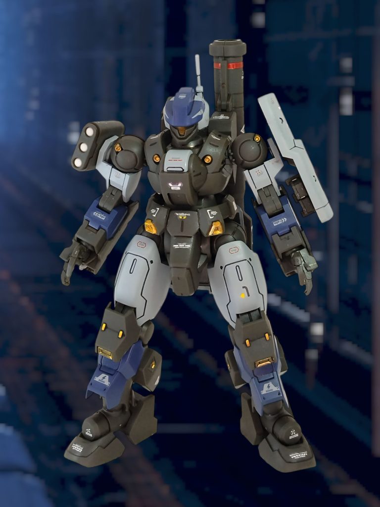 ディランザの前世代機ということですので、本編で描かれるより前の世代を妄想・・・その時代に治安維持等で活躍するジェターク社の特殊部隊機を想定しました。今回の工作は頭にアンテナ追加したくらいです