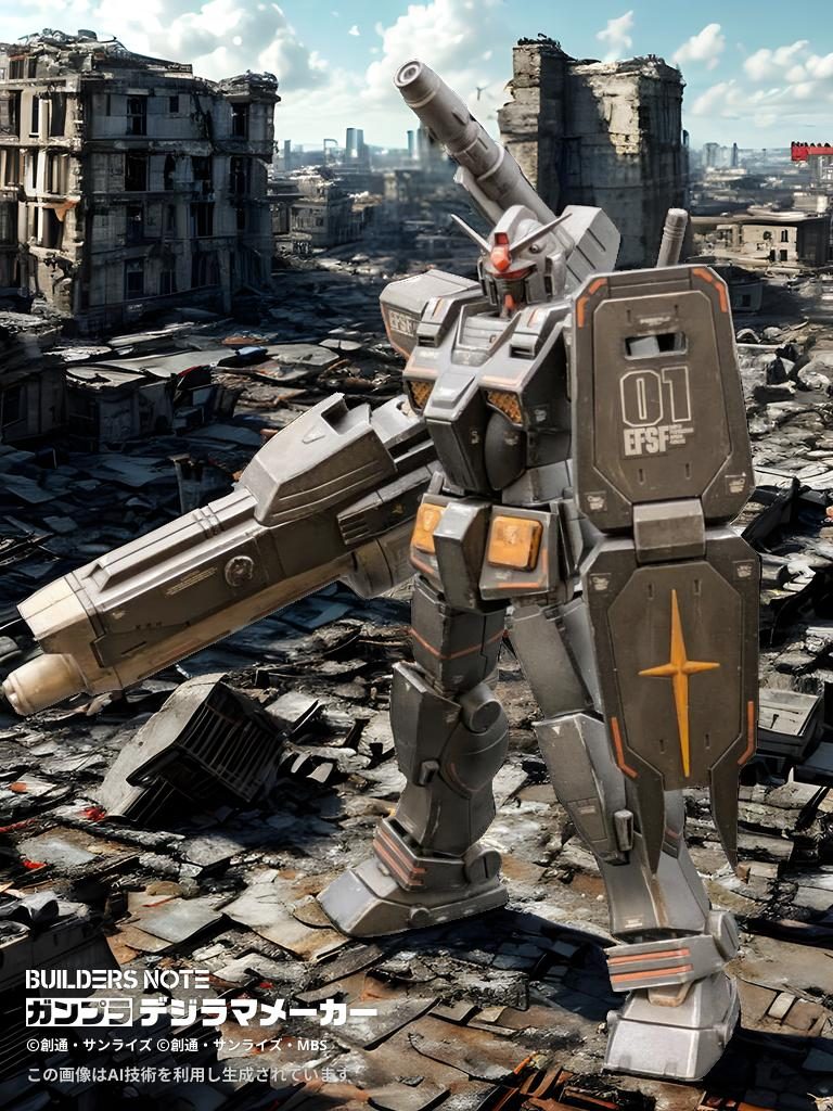 デジラマメーカーのお試し追加❗️ガンダムが小さいのか、廃墟が巨大なのか…💦