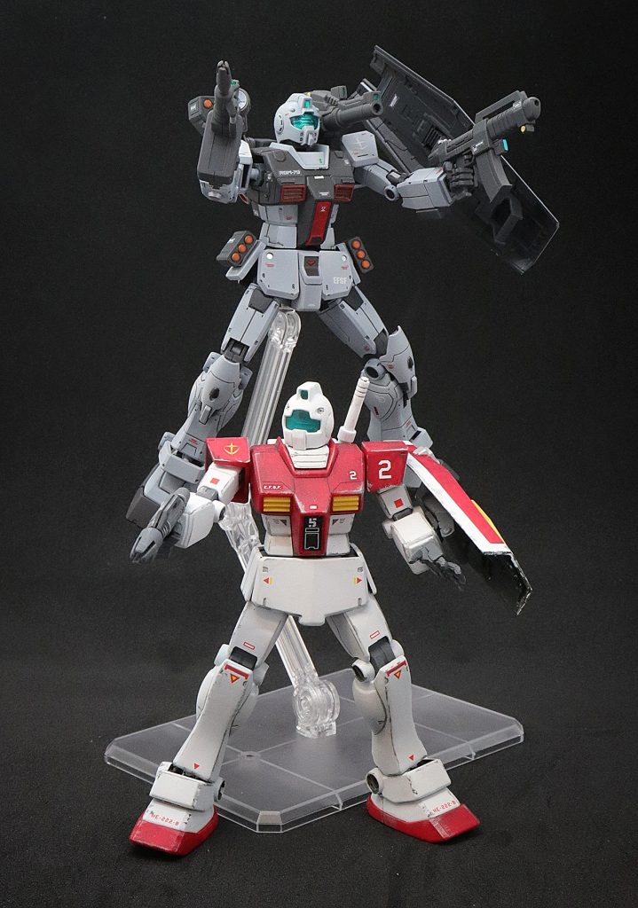 最後に過去作のHGUCジムと併せて。設定上は同じ機体のはずですが、全く別機体ですね笑