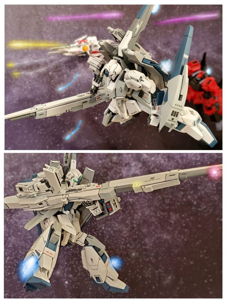 敵戦力はアーガマの３倍強❕ブライト艦長とクワトロ大尉は局面打破のためにテスト品であるハイパー・メガ・ランチャーの使用を決定👍️高火力により突破口を開く作戦に出る👊✨アーガマは前方のティターンズ部隊を注意を引くべく派手めに主砲、ミサイルを叩き込む💥その隙にアーガマMS部隊はティターンズ部隊の右翼へ回り込む💨クワトロ大尉はティターンズ部隊を一撃で最も多く撃破出来るポイントを算出❕0号機をバーニアスラスターで補正し、ハイパー・メガ・ランチャーの出力をMAXレベルに設定し充填を開始する🔅✨