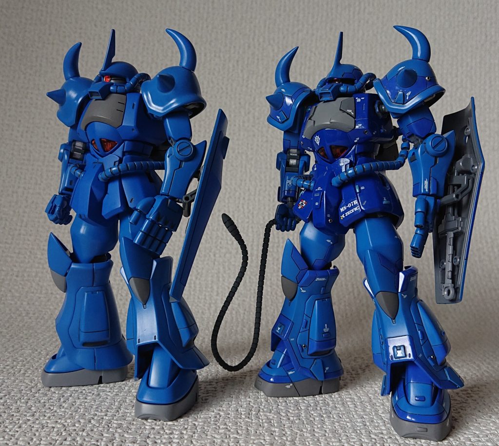 ↑(左)筆塗り全塗装と(右)ディテールアップした筆塗り全塗装。同時に作成しました。