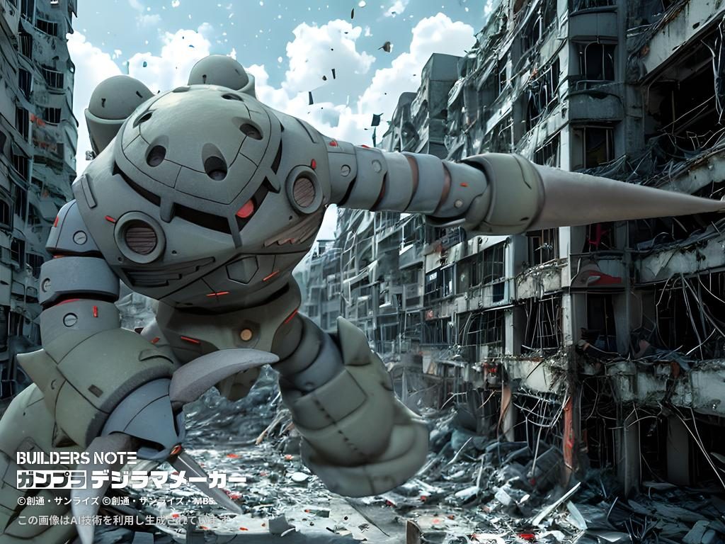 2.20追記3市街地を破壊する図。意図せず躍動感が出ている・・・。ジオラマも制作したいなあ。