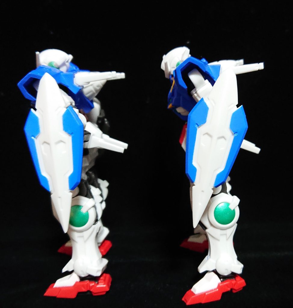 首と腰の関節のボール側の入りを浅くした恩恵で少しだけ深く曲げられるようにもなります。以上、カプセルアクション　ガンダムエクシアの簡単改修でした。